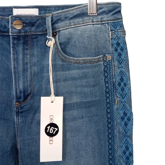 DRIFTWOOD Jackie High Rise Embroidered Side-Stripe Jeans NWT Size 28 - Picture 2 of 8